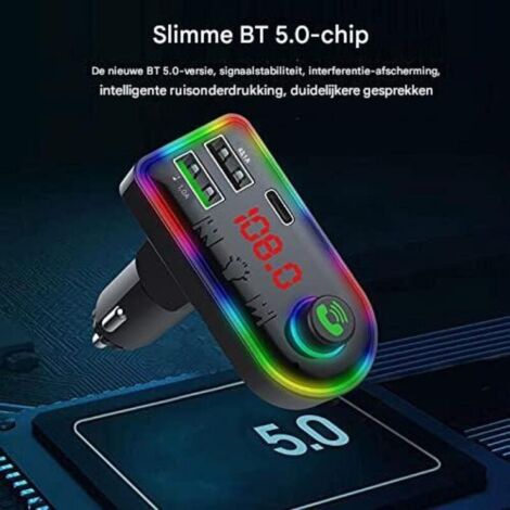 Transmetteur FM Bluetooth Pour Voiture - Double USB, écran LED, Mains Libres - Bluetooth 5.0 - 14