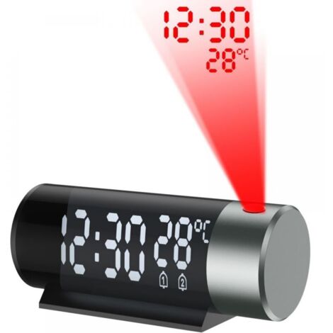 Vtizikl Reveil Projecteur Plafond, Horloge Digitale Projecteur 180°,Réveil Projection avec Température, Snooze, Mode Nuit, Affichage 12H/24H,Luminosité Réglable, Horloge Numérique pour Chambre, Bureau (1/4)