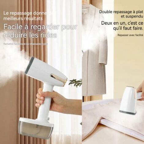Défroisseur Vapeur, Fer à Repasser De Voyage Portable Pour La Maison, Le Bureau ET Les Voyages, Compact ET Léger, Steamer Défroisseur,Fer A Repasser Vapeur Pour Vêtements Et Chemises Repassage (Blanc