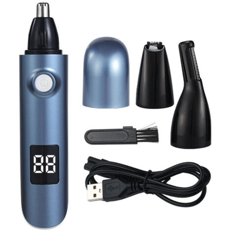 Vtizikl Tondeuse Nez Homme, 3 en 1 Tondeuse Nez Oreilles Homme Femme IPX7, USB Rechargeable Pour Affronter Oreilles Barbe Sourcils - bleu (1/4)