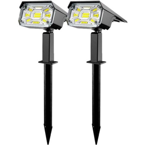 Vtizikl Lot de 2 Lampe Solaire Exterieur, 3 Modes Spot Solaire Exterieur Jardin, Fonction 2 en 1 et IP65 Étanche,Super Brillante lumiere solaire Pour Arbre, Cour, Allée, Chemin, Blanc Froid (1/4)