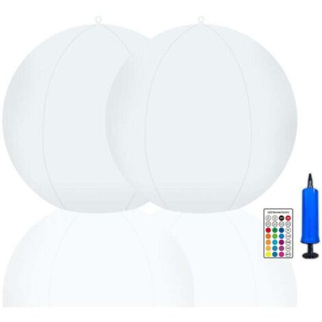 Mizikuu – 2 Ballons Lumineux Piscine – LED 16 Couleurs – IP68 – Télécommande – 40 Cm