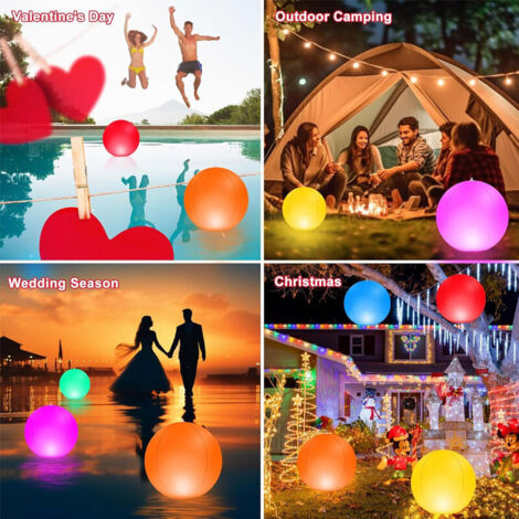 Lampe Flottante Sphère Lumière, 2 Pièces Boule D'eau LED Avec TéLéCommande, Ballon De Plage Lampe Flottante Sphère Lumière, 2 Pièces Boule D'eau LED Avec TéLéCommande, Ballon De Plage