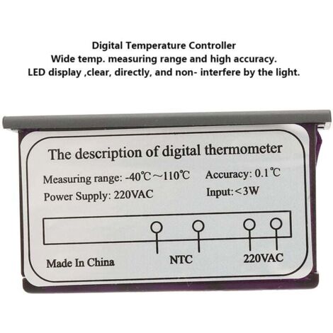 Contrôleur De Température TPM-900 220V Numérique LED Avec Capteur - Plage -40°C à +110°C