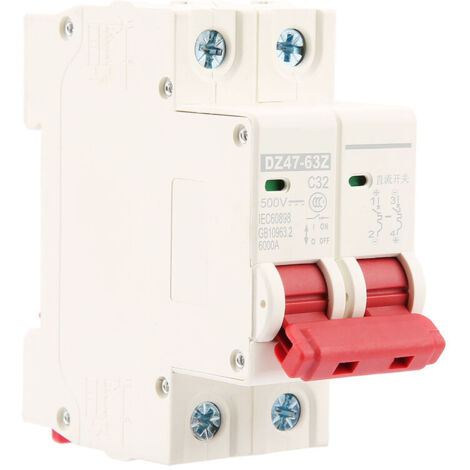 Vtizikl Disjoncteur solaire DC 32A 2V-500V - Protection photovoltaïque - Modèle DZ47-63Z-2P - Livré prêt à installer (1/4)