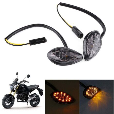 Vtizikl clignotant goutte d'eau moto,1 Paire Moto Flush LED Clignotants Lumière Super Bright LED Clignotant Lampe Indicateur De Moto Ambre replacement pour Grom 2014-2016 (1/4)
