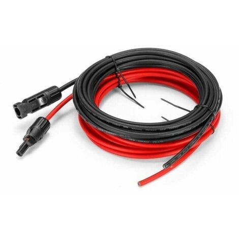 KZQ 5 mètres 12 AWG Cable d'extension pour panneau solaire avec connecteurs MC4 femelle et male Kit d’adaptateur (5m Rouge + 5m Noir) (1/4)