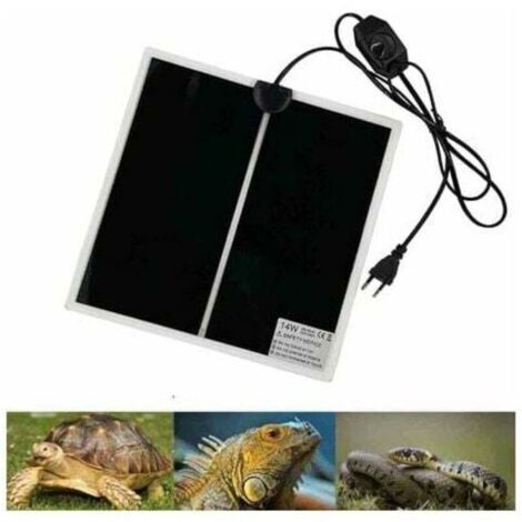 KZQ Coussin chauffant pour reptile Terrarium thermostatique réglable avec contrôle de la température pour reptiles - tortue, serpent, lézard 28x28cm, 220-240V (14w) (1/4)