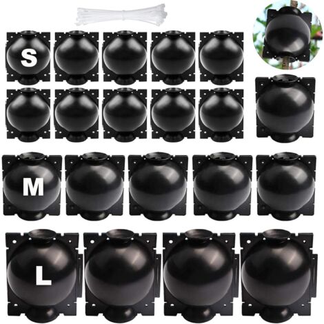 20 Pièces Boîte d'enracinement de Plante Balle de Propagation, Boîte de Culture de Racines de Plantes, Boîte de Greffage Dispositif De Racine De Plante pour Greffage Jardin (S+M+L) (Noir) (1/4)