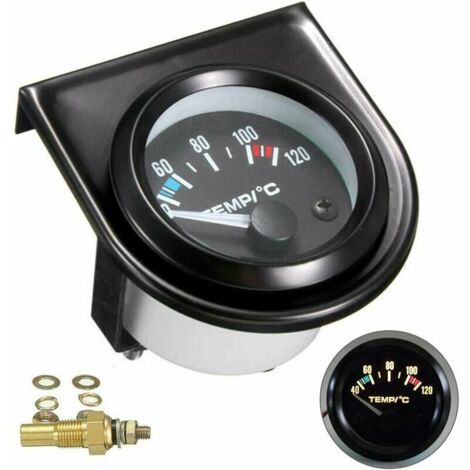 Kit de Jauge de Température d'Eau pour Voiture - LED Noire - Universelle - Manomètre de Température d'Eau pour Voiture - Plage de 101,6 à 120°C (Diamètre 52mm) (1/4)
