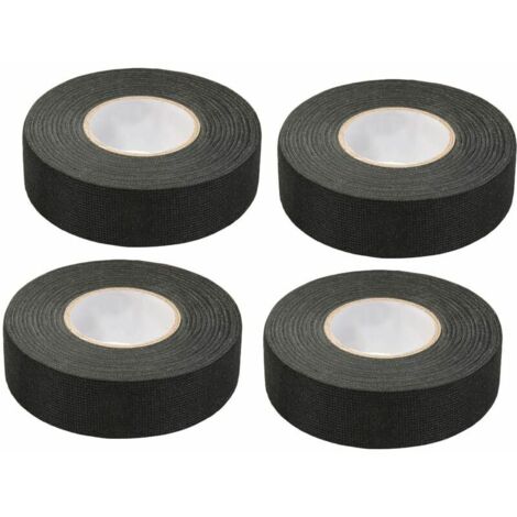 4 Pièces de Ruban Adhésif Auto Noir (1.5 cm x 15 m) - Ruban Chiffon pour Voiture, Résistant à Haute Température, Utilisation en Automobile et Câblage (1/4)