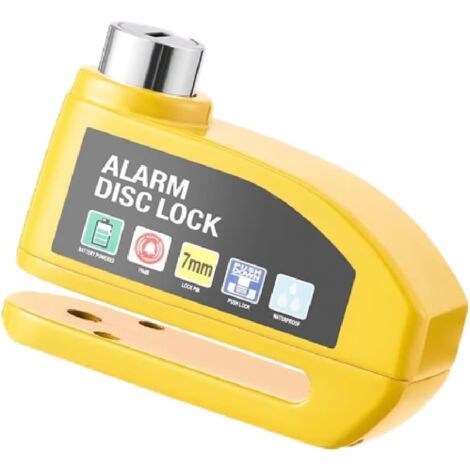Antivol de disque pour moto, 110 dB, antivol sonore, pour moto, vélo, scooter (jaune) (1/2)