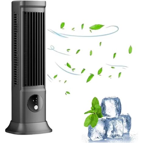 Climatiseur portable avec 3 vitesses, ventilateur de bureau rechargeable, compact, batterie longue durée, refroidissement efficace (gris) (1/5)