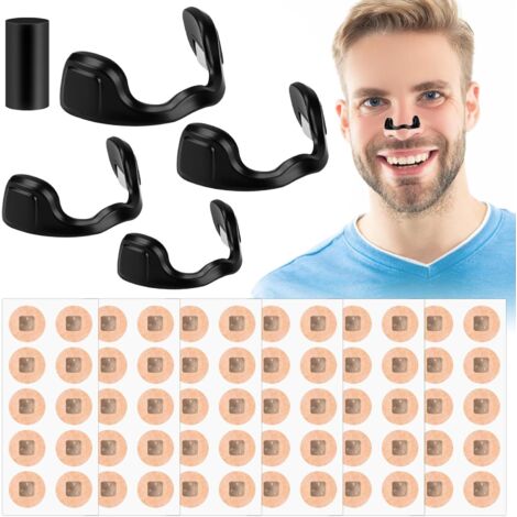 60 Bande Nasale Magnétique - Anti Ronflement Nasale Nose Strips Aimant Nez Respiration Avec 4 Pinces Nasales Tailles Différentes, Résistant à la Transpiration et Doux pour la Peau Ajustement