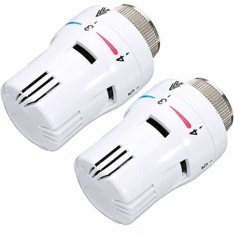 Ensemble de 2 têtes thermostatiques de remplacement pour robinet thermostatique, contrôle de la température de chauffage, convient aux vannes de chauffage au sol électrique, pratique, durable, et acti (1/4)