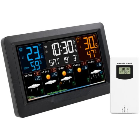SW403 Station Météo J+4 avec connexion Wifi et écran coloré - Noir