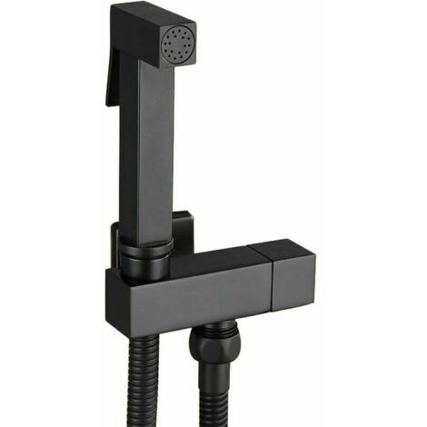Kit Douchette WC en Laiton Noir - Pulvérisateur de Bidet à Main avec Support Mural - Hygiène Personnelle - Modèle G1/2. (1/4)