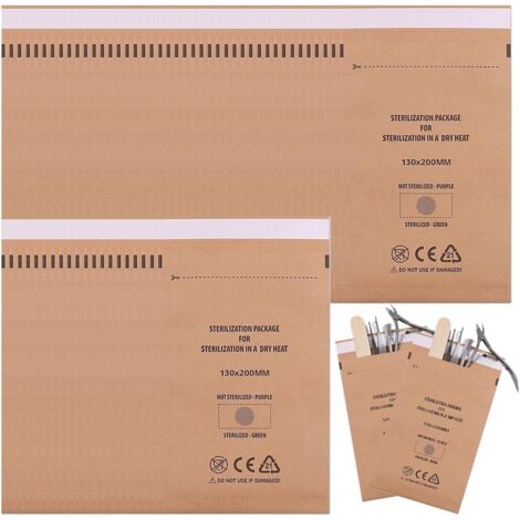 50 Pièces Sachets de Stérilisation 130 x 200 mm Autocollant pour Outils Manucure Pédicure Instruments Esthétique Tatouage Compatible avec Stérilisateur et Autoclave (1/4)