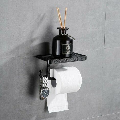 Dérouleur papier toilette, porte-papier toilette mural, support pour papier toilettes, porte-rouleau de papier hygiénique couleur noir bronze (1/4)