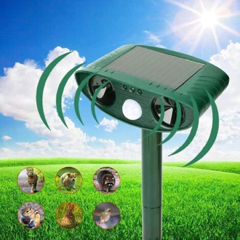 Répulsif à ultrasons pour souris avec détecteur de mouvement, répulsif d'extérieur étanche pour chats, chiens, rats, ratons laveurs et animaux de jardin (1/4)