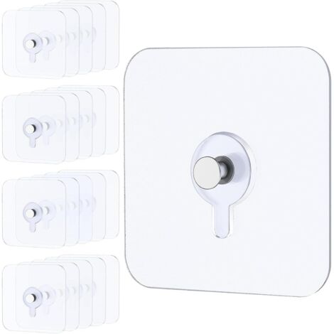 20 Pcs Accroche Tableau Sans Percer Crochet Adhésifs Muraux Lourds 18KG Accroche Tableau Sans Percer Crochet Mural Transparent Étanche Imperméables Hooks Adhésifs Salle de Bain Cuisine (1/4)