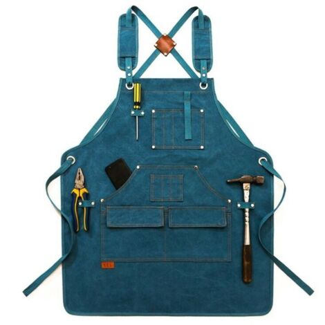 Tablier de jardinage bleu enfant longueur 47cm (1/4)