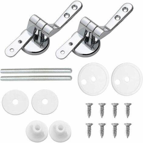 Attaches Charnière pour Abattant WC, Lot de 2 Charnières de Rechange en Alliage de Zinc avec Fixations