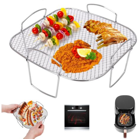 Accesorios para rejilla de freidora de aire, rejilla de acero inoxidable para asar y cocinar al vapor (3,5-5,8 cuartos de galón), rejilla deshidratadora para freidora de aire Ninja Power (1/4)