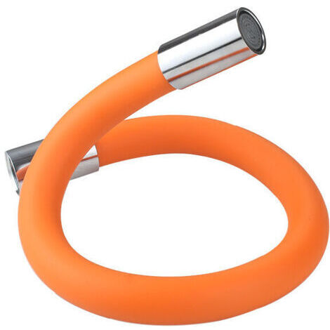 Extension de robinet - 20 de long, régulateur de jet de 20 , pulvérisation de robinet à 360 °, pliage libre, convient pour la cuisine, la salle de bain et l'extérieur - Orange & Argent (1/5)