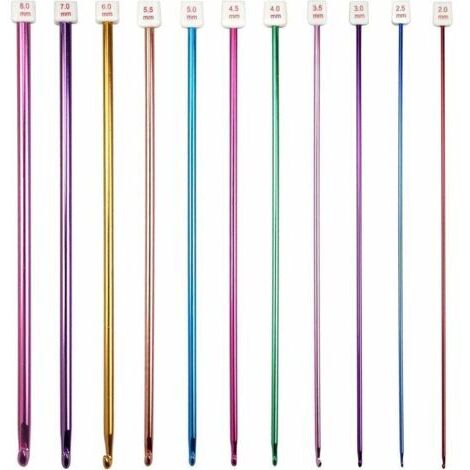 Crochets de Tricot Aluminium,Aiguilles à Tricoter Kit Crochet Tunisien Multicolores en Alumine Crochet Knit Needle Fil Coton pour Crochet Débutants et Professionnels 11 pièces, Ensoleillé