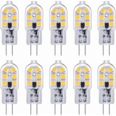 Ampoule G4 LED 12V 2W Blanc Froid 6000K, 200LM, Équivalent Halogène G4 Bi-pin 10W 20W, LED Lampe G4 12V AC/DC pour Camping Car/Hotte Cuisine, non-dimmable, lot de 10
