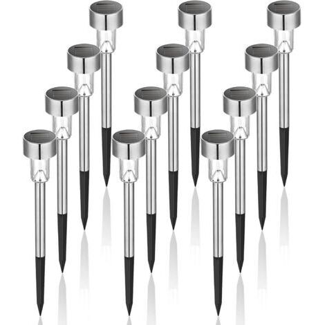 Lot de 12 bornes solaires à LED lampes de jardin à planter (1/5)
