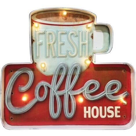 Enseignes Lumineuses Décorations Murales De Café, Décor en étain Gaufré Fait à La Main Vintage en Métal, Signe de Suspension Murale de Style Industriel, pour La, Bar,Cuisine (Fresh) (1/5)