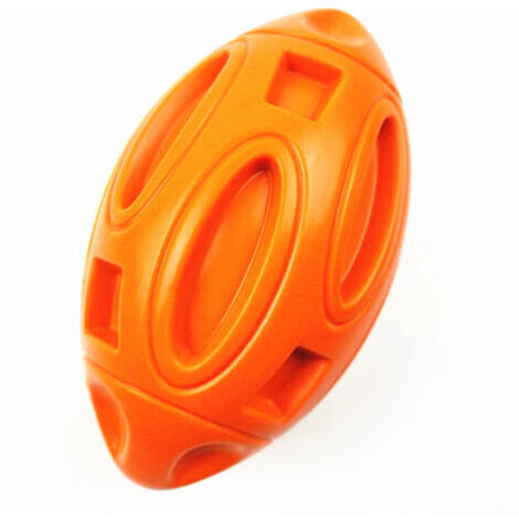 Balle à mâcher pour chiot en caoutchouc avec couinement, jouet pour animaux de compagnie pratiquement indestructible et durable pour les races moyennes et grandes(orange) (1/5)
