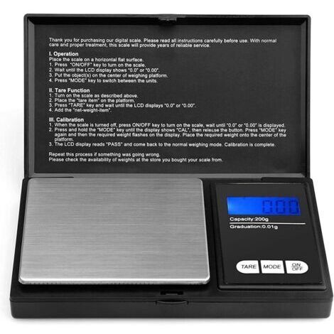 Balances de poche 200g/0.01g balances de poche numériques, 200 x 0.01 g, balances de poche, balances de précision, balances numériques, balances en or, balances à monnaie (1/5)