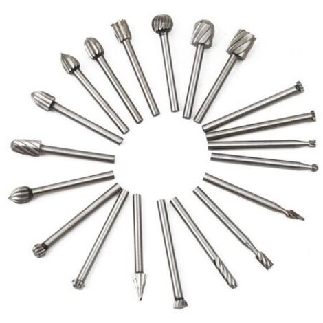 Fraises Rotatives - 20Pcs Embouts de Fraisage HSS Fraise Bois Outil de Routage du Bois avec 3mm Tige/Accessoires Outil Rotatif (1/5)