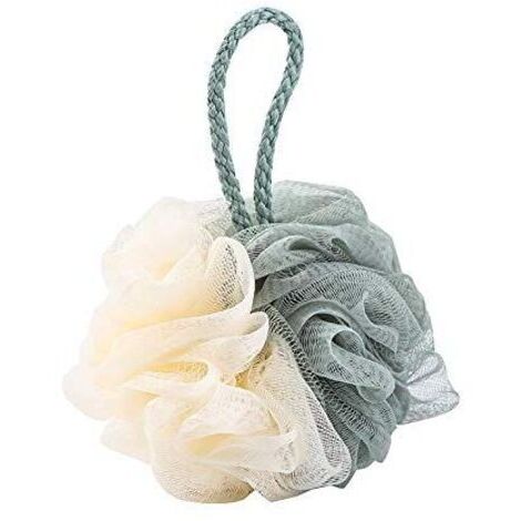 Éponge de bain, boules de luffa de douche, 50 g/1pièce, pour le lavage du corps, le bain, les hommes et les femmes(vert + beige) (1/5)