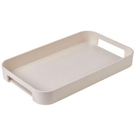 Plateau de service blanc empilable en plastique – 33,4 x 20 x 4 cm – Poignées larges pour un accès facile – Résistant au froid et à la chaleur (1/5)