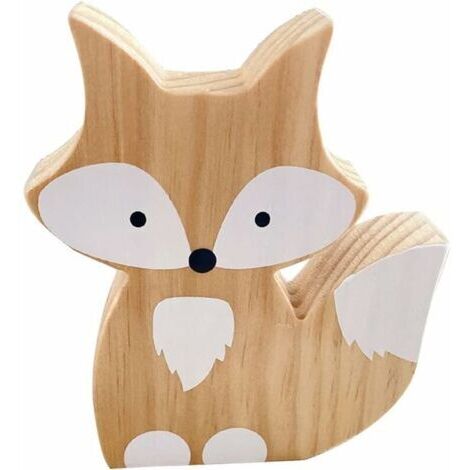 Renard Figurine en Bois Animal Statue Chambre Home Office Décor (1/5)