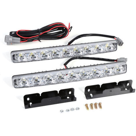 Bande LED diurne 9-LED 12V – Feux de jour étanches en aluminium – Lumière blanche 6000K – Installation facile sans modification (1/5)