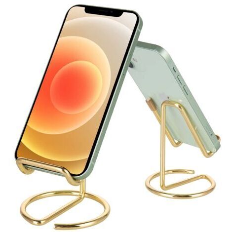 Support de téléphone portable pour bureau, joli support de téléphone portable en métal doré, accessoires de bureau, compatible avec tous les téléphones mobiles, iPhone, Switch, iPad (1/5)