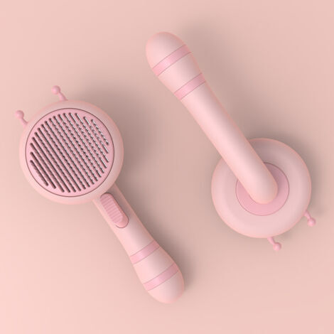 Brosse autonettoyante pour animaux de compagnie, brosse de toilettage pour chiens et chats à poils longs et à poils courts, élimine efficacement les poils morts et les peluches(rose) (1/5)