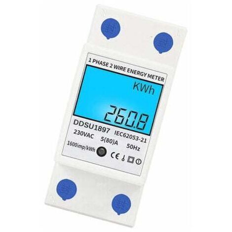 Numerique Electrique Compteur D'Energie Monophase Sur Rail Din Compteurs D'Electricite Une Deuxieme Phase De Fil Multifonction Compteur Electrique - Blanc, Avec Retroeclairage (1/5)
