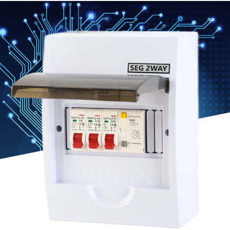 Bote à fusibles 2 voies 40A 30mA RCD + 2 MCB alimentation Garage btiment résidentiel bote électrique