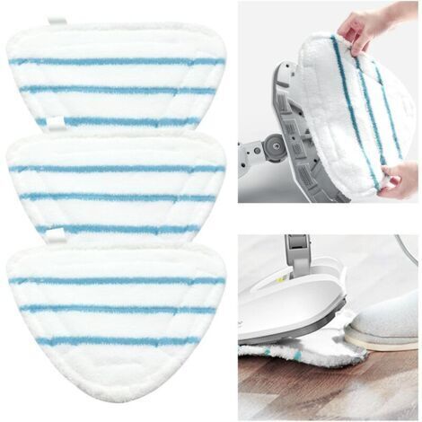 Housses en Microfibre Balai Vapeur Steam Accessoire Chiffons universel Triangle lavable pour Nettoyeur Vapeur Hot Spray, Blanc Microfibre Steam Mop Pads Lavables En Machine(lot de 3) (1/5)