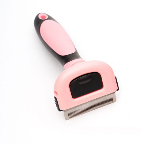 Peigne pour animaux de compagnie pour enlever les cheveux flottants couteau à cheveux chien épilation amincissement peigne à dents fines en acier inoxydable(trompette rose 43 dents) (1/5)
