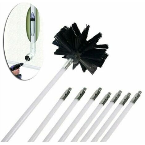 Tiges flexibles 8 pièces + 1 pc tête de brosse nettoyeur de cheminée balayage cheminées rotatives foyers de nettoyage de paroi intérieure nettoyeur de cheminées accès