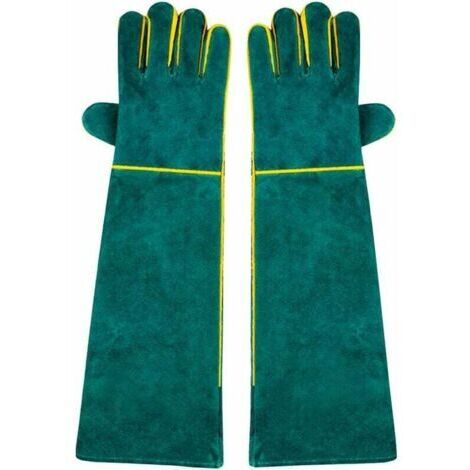 1 Paire de Gants de Soudure, 58 cm Longueur de l'épaule Split Vachette, doublé en Mousse, Rouge Long pour MIG, TIG Soudeurs, BBQ, Jardinage, Réchaud, cheminée (1/3)