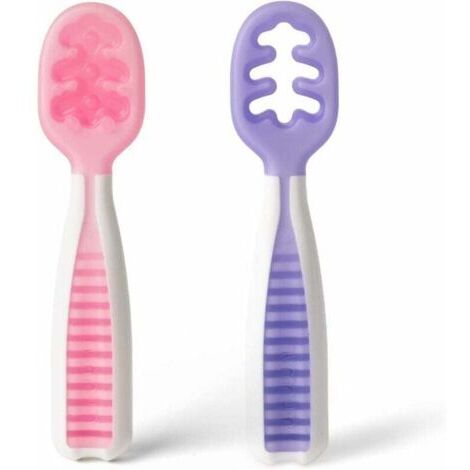 Cuillères d'apprentissage pour bébé 2 cuillères en silicone préfabriquées Formateur d'aliments pour bébé Expert en sevrage recommandé (1/5)