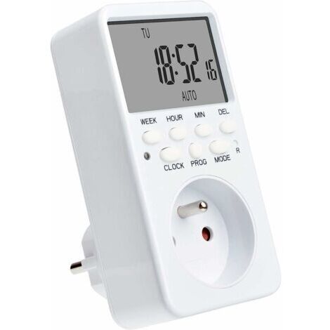 Prise programmable numérique 20 programmes – Minuteur 24H avec écran LCD – Économie d'énergie pour appareils électroménagers - 39Energie (1/5)